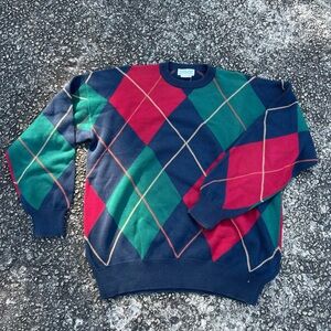 Argyle Patterned Sweater - Red, Green, and Blue